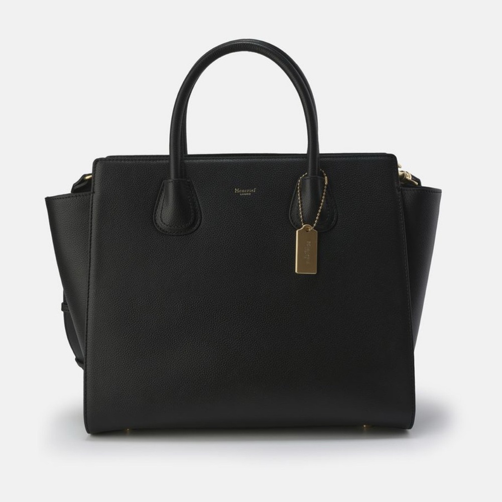 NWT Moncrief London Black Italian Leather Brooke Bag with Crossbody Strap